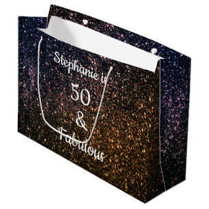 Grand Sac Cadeau Glittery Gold Black 50 Et Fabuleuse fête d'anniver