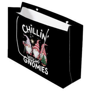 Grand Sac Cadeau Gnome Famille Noël Chillin Avec Mes Gnomes