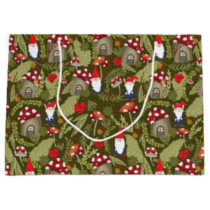 Grand Sac Cadeau Gnomes et champignons adorables
