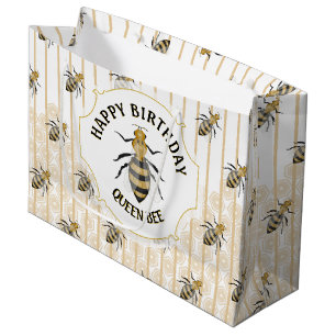 Grand Sac Cadeau Gold moderne et Black Honey Bee Hive