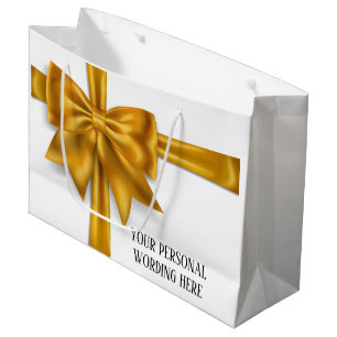 Grand Sac Cadeau Gold white bow élégante votre message