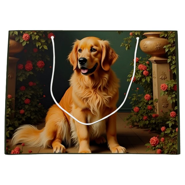 Grand Sac Cadeau Golden Retriever Chien (Devant)