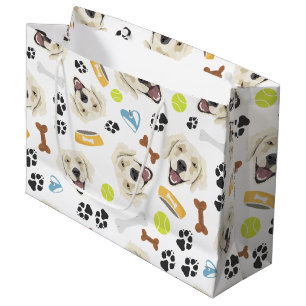 Grand Sac Cadeau Golden retriever de sourire de chien