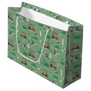 Grand Sac Cadeau Golf Carts Moderne Golfer Golf Thème Motif