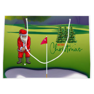 Grand Sac Cadeau Golf sapin de Noël en voiture rouge avec le Père N