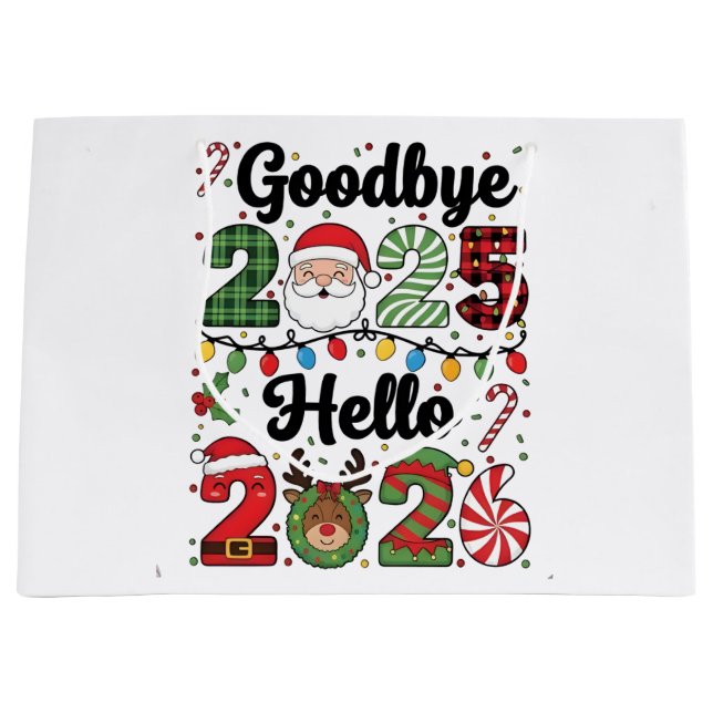 Grand Sac Cadeau Goodbye 2025 Hello 2026 New Year Resolution   (Devant)