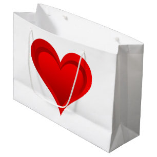 Grand Sac Cadeau Gradients RED LOVE HEART + votre texte et vos idée