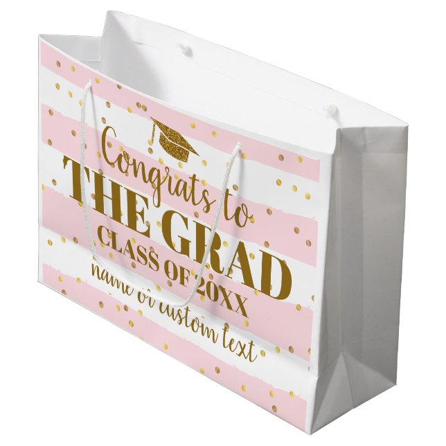 Grand Sac Cadeau Graduation Fêtes Grad Gold Parties scintillant Str (Devant Angle)