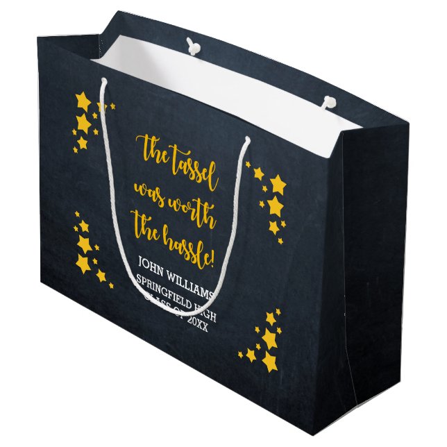 Grand Sac Cadeau Graduation personnalisée Gold Star (Dos Angle)