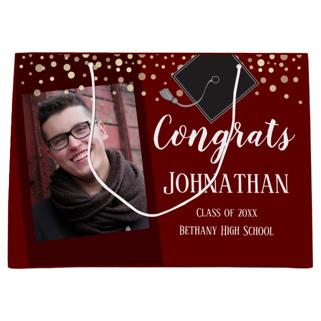 Grand Sac Cadeau Graduations d'une seule photo (Devant)
