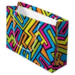 Grand Sac Cadeau Graffiti de rue en néon coloré Motif artistique