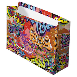 Grand Sac Cadeau Graffiti griffé, rayé ou pulvérisé de briques