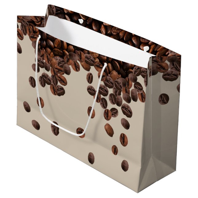 Grand Sac Cadeau Grains de café  (Devant Angle)
