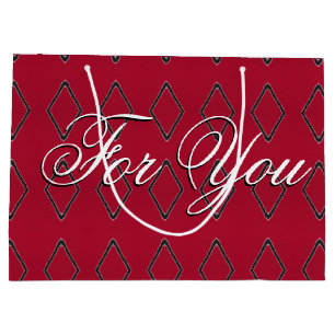 Grand Sac Cadeau Grand Burgundy Diamond Design Papier Cadeau