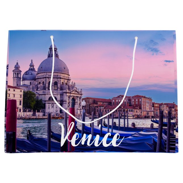 Grand Sac Cadeau Grand Canal avec gondoles et église à Venise (Devant)
