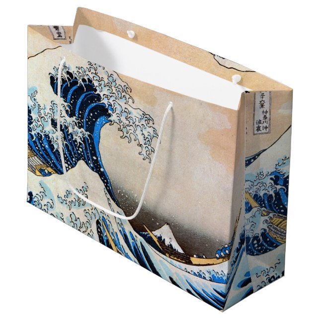 Grand Sac Cadeau Grande vague, Hokusai, Ukiyo-e (Devant Angle)