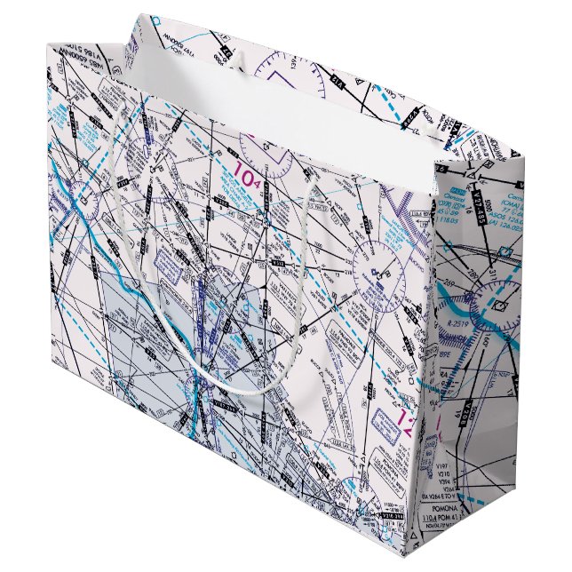 Grand Sac Cadeau Graphique aéronautique (Dos Angle)