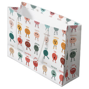 Grand Sac Cadeau Graphique de faces des émotions colorées mignonnes