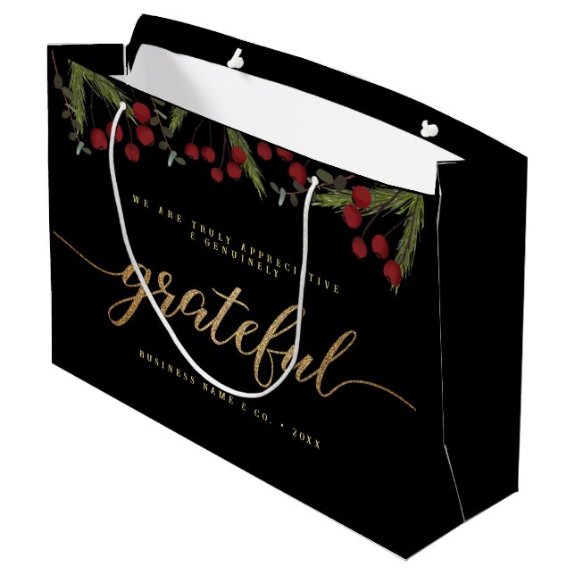 Grand Sac Cadeau Grateful Modern Script Holly Pine business logo  (Dos Angle)