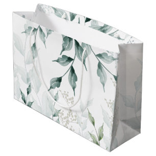 Grand sac cadeau Grayed Jade Green Botanical