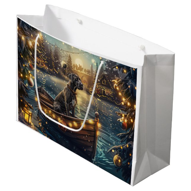 Grand Sac Cadeau Great Dane Christmas Festive Voyage (Devant Angle)