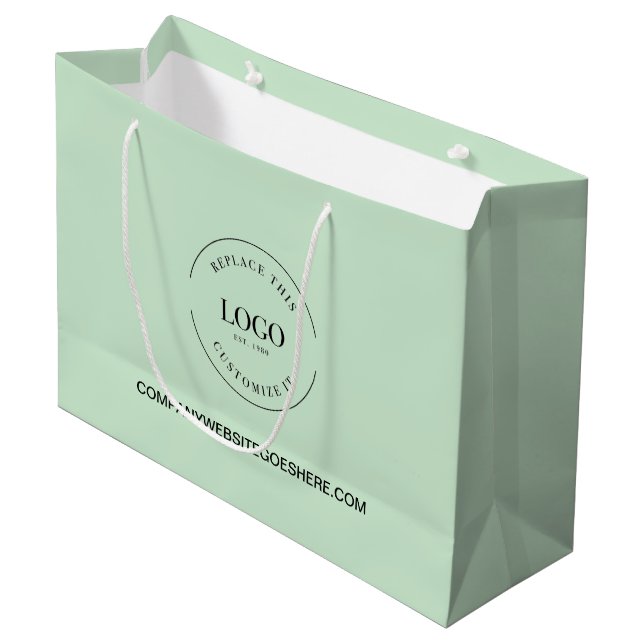 Grand Sac Cadeau Green Custom Business Site de l'entreprise Votre l (Devant Angle)
