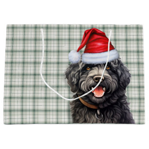 Grand Sac Cadeau Green Plaid Barbet Chien vacances