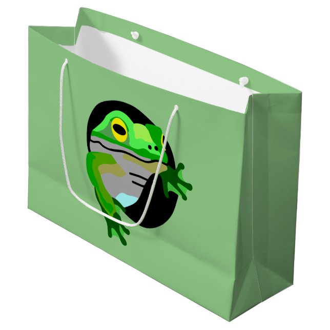 Grand Sac Cadeau Grenouille verte (Devant Angle)