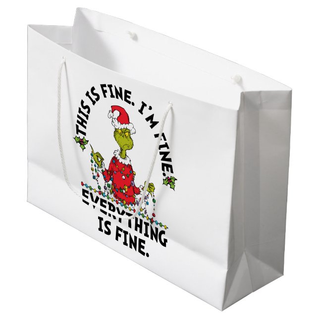 Grand Sac Cadeau Grinch | Everything is Fine (Devant Angle)