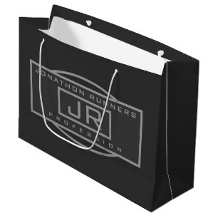 Grand Sac Cadeau Gris géométrique sport pour hommes & Gris foncés