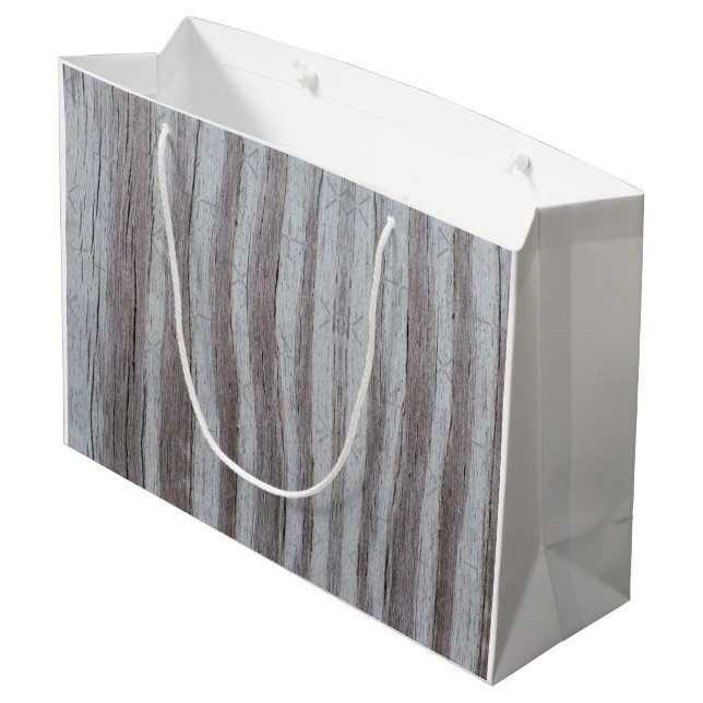 Grand Sac Cadeau Gris gris de bois de grange (Dos Angle)