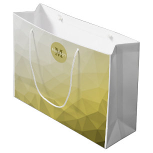 Grand Sac Cadeau Gris Jaune ombre Mesh cool Motif Monogramme