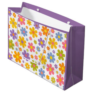 Grand Sac Cadeau Groovy Flower Power (Violet)