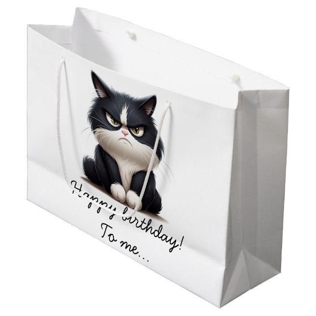 Grand Sac Cadeau Grumky drôle chat (Devant Angle)