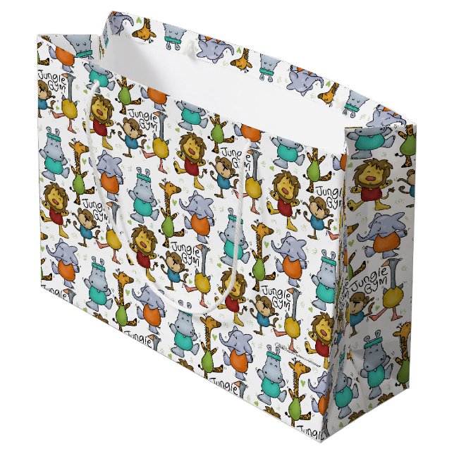 Grand Sac Cadeau Gymnase Jungle Exercice Animaux (Dos Angle)