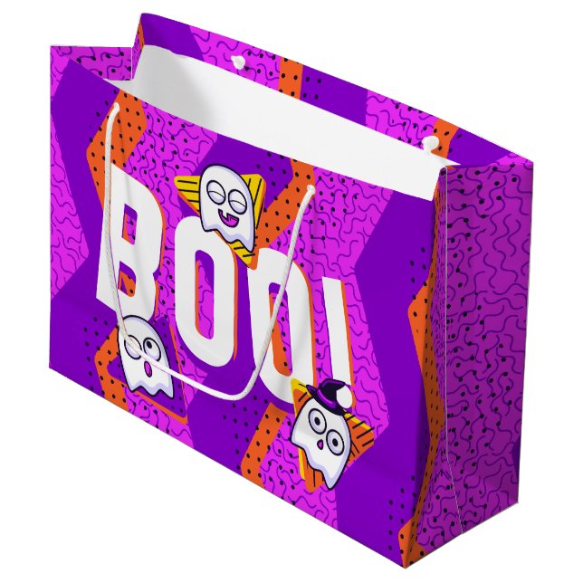 Grand Sac Cadeau Halloween BOO Ghosts Purple Party Bag (Devant Angle)