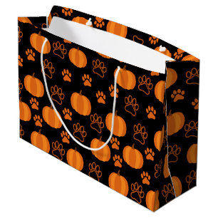Grand Sac Cadeau Halloween citrouille et Paws