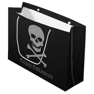 Grand Sac Cadeau Halloween crâne et os croisés