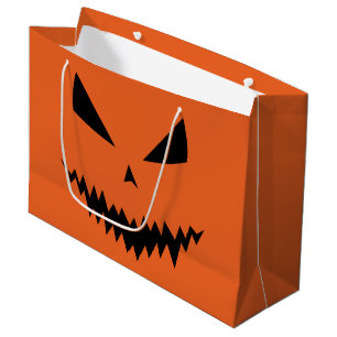 Grand Sac Cadeau Halloween effrayant Jack OLantern noir visage oran