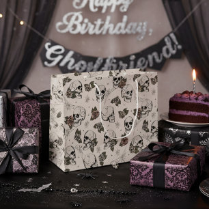 Grand Sac Cadeau Halloween gothique et Rose