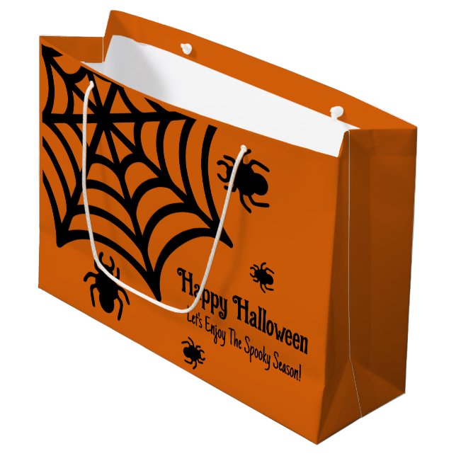 Grand Sac Cadeau Halloween Spiderweb personnalisé (Devant Angle)