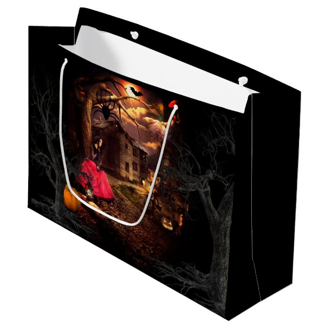 Grand Sac Cadeau Halloween Witchy (Devant Angle)