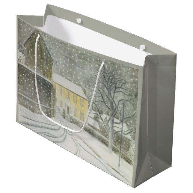 Grand Sac Cadeau Halstead Road à Neige (par Eric Ravilious) (Devant Angle)