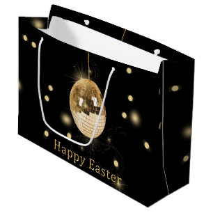 Grand Sac Cadeau Happy Easter Gold Disco Ball