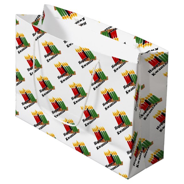 Grand Sac Cadeau Happy Kwanzaa (Devant Angle)