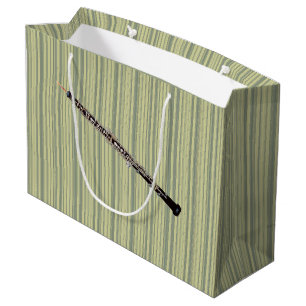 Grand Sac Cadeau Hautbois sur les rayures verticales vertes fines