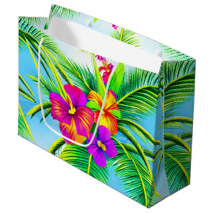 Grand Sac Cadeau Hawaï Tropical Motif sans couture