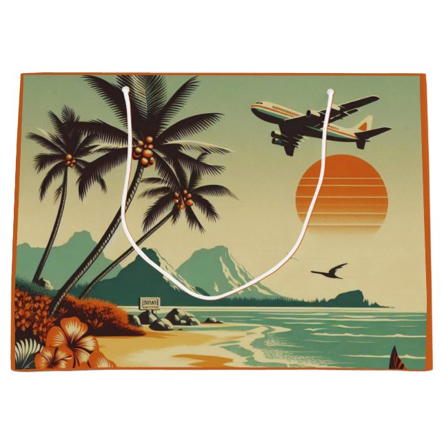 Grand Sac Cadeau Hawaï vintage/tropical (Devant)