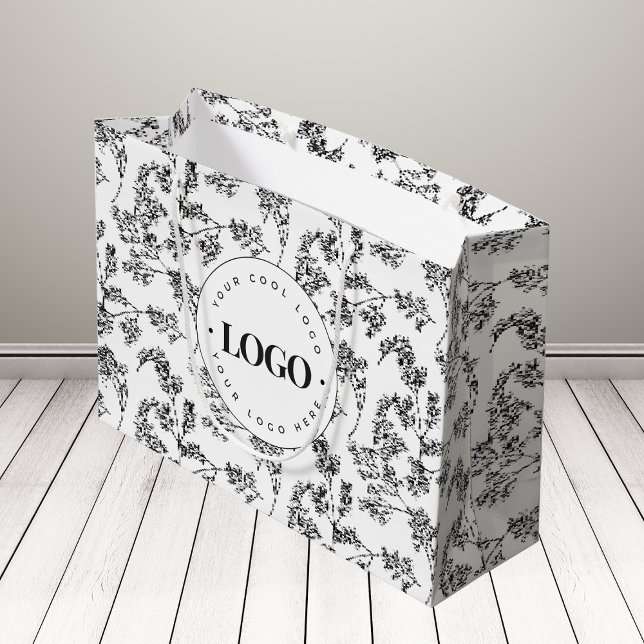 Grand Sac Cadeau Herbes dessinées verdure botanique Ajouter un logo (Créateur téléchargé)