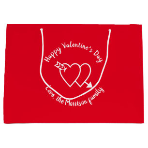 Grand Sac Cadeau Heureuse Sainte-Valentin coeur rouge script person